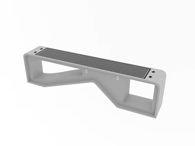 Modern Minimalist Stool Featuring Hollow Frame And Striped Plastic Seat Surface 3d model