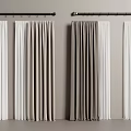Modern Curtains in Beige Grey and White Hanging on Curtain Rods for Home Decor
