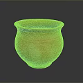 Hand-Carved Sculptural Pottery Jar with Orange Yellow Glaze and Intricate Striped Patterns in Ceramic Art