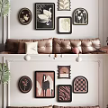 Modern Gallery Wall With Mixed Shape Frames Animal Prints And Geometric Patterns 3d model