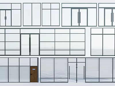 Various Sliding Door Designs With Glass Panels And Frame Styles For Interior Use 3d model