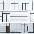 Various Sliding Door Designs With Glass Panels And Frame Styles For Interior Use 3d model