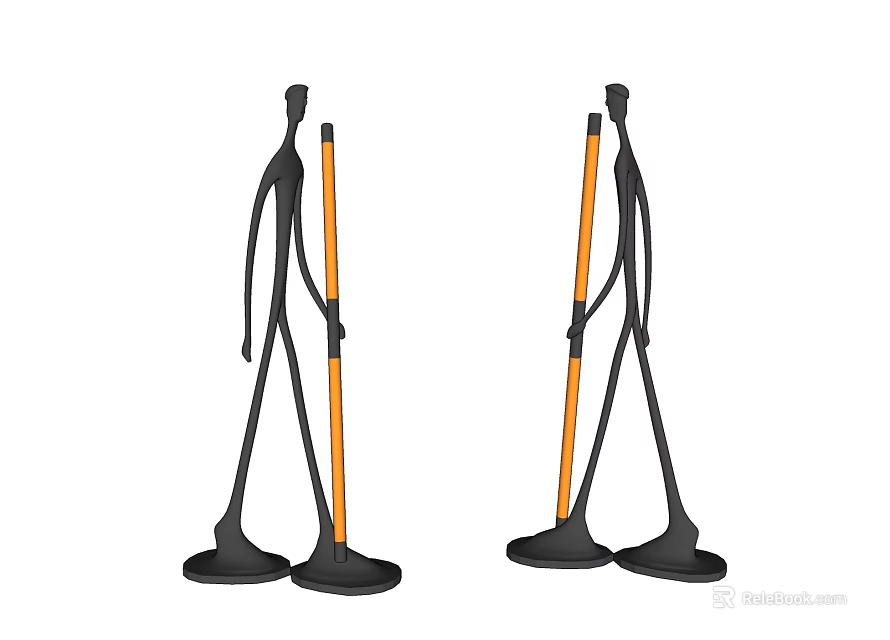 Abstract Floor Lamp With Black Frame And Orange Accent For Modern Interior Design 3d model 