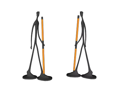 Abstract Floor Lamp With Black Frame And Orange Accent For Modern Interior Design 3d model