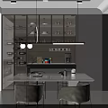 Modern Kitchen Interior Design With Gray Cabinets Yellow Pendant Light Wooden Island And Appliances