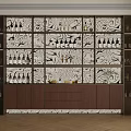 Modern Wine Cabinet Interior Design With Wooden Frame Glass Doors And Wine Bottles Storage
