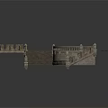 Stone Bridge Components Featuring Carved Railings Stairs Arched Body And Small Plant