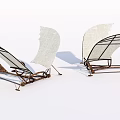 Vintage Antique Flying Machine Models With White Sails And Wooden Frames