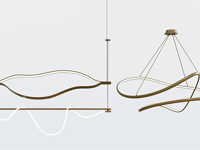 Modern Wavy Chandelier Design With Metal Frame And Hanging Curved Structure 3d model