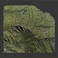 Realistic 3D Mountain Terrain Model With Detailed Texture And Green Vegetation