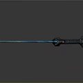 Glowing Icy Blue Sword With Crystal Blade And Dark Ornate Hilt