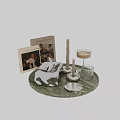 Elegant Decorative Ornament Set With Silver Tissue Box Candles Clear Glass Holders Tray And Books
