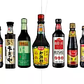 Various Chinese Condiment Bottles for Kitchen Cooking with Different Labels and Colors