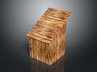 Rustic Wooden Storage Box With Plank Design And Natural Wood Texture 3d model