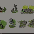 Various Rockery And Green Plant Garden Landscape Decoration
