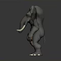 3D Character Elephant Creature Design with Large Ears White Tusks and Red Knee Details