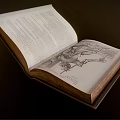 Open Antique Book Featuring Hand Drawn Illustration And Vintage Text On Old Pages