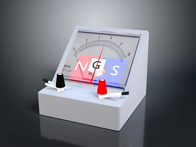 White Scientific Device With N S Markings Pointer And Colored Knobs 3d model