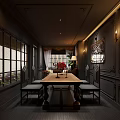 Vintage Café Interior With Dark Walls Leather Sofas Green Plants And Decorative Painting