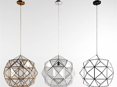 Modern Geometric Chandeliers in Gold Silver Black Metal Frame and Glass Shade Design 3d model