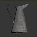 Vintage Metal Wine Bottle With Curved Handle And Conical Shape Rustic Finish 3d model
