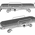 Medical Equipment Stretcher Beds with Metal Frame Gray Mattress and Wheels