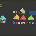 Traditional Timber Building Models With Gabled Roofs Window Wall And Component Parts