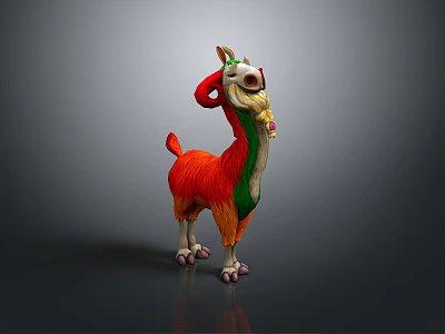 Colorful Llama Decorative Doll With Vibrant Red Green Orange Colors For Home Decor 3d model