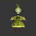 Plant Fairy Character With Green Leaf Decoration And Flower Petal Dress Design