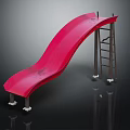 Red Curved Slide With Metal Ladder Stable Base Outdoor Playground Equipment For Kids