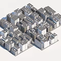 Modern Urban Building Complex With Dense City Architecture And Multi Story Grid Structures 3d model