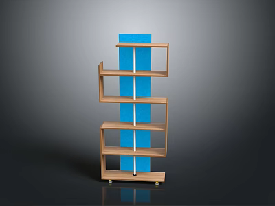 Modern Blue And Wooden Shelf Unit With Multiple Open Layers And Modern Design 3d model