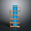 Modern Blue And Wooden Shelf Unit With Multiple Open Layers And Modern Design