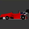 Red Race Car Model with Open Cockpit Brown Seat Black Rear Wing and Wheels