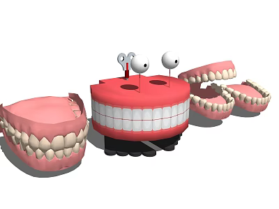 Multiple Dental Models With Tools And Eyes For Oral Anatomy Teaching 3d model