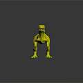 Green Dinosaur with Yellow Stripe Standing in Fierce Pose Showing Sharp Teeth 3d model