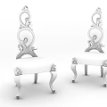 Luxurious Dining Chairs With Golden Frame And Blue Upholstery Carved Details