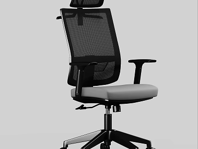 Ergonomic Office Chair With Mesh Back Gray Cushion And Black Frame 3d model
