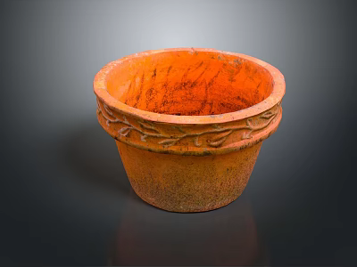 Garden Decoration Terracotta Pot With Intricate Carved Patterns And Rustic Appeal 3d model