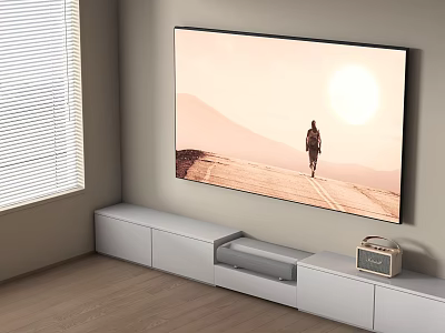 Large Flat Screen TV In Modern Living Room Interior With Cabinet 3d model
