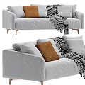 Light Gray Modern Sofa With Green Beige Cushions Soft Throw Blanket And Multiple Color Choices