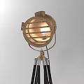 Modern Floor Lamp With Metallic Shade And Black Tripod Stand Design