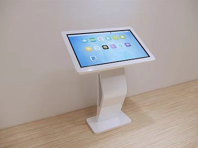 Public Facility Standing Interactive Tablet With Touch Screen And App Icons 3d model