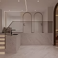 Elegant Modern Beauty Salon Reception Interior With Warm Ambient Lighting And Neat Product Display Shelves
