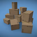 Movavon Cardboard Boxes Stacked For Moving And Storage On Blue Background