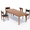 Simple Wooden Dining Table Set With Four Chairs And Different Designs 3d model
