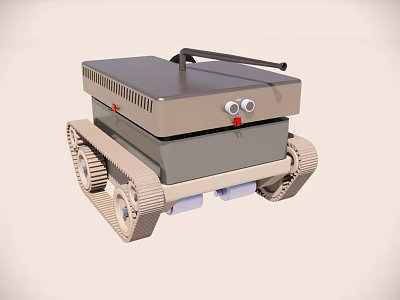 Smart Machine With Tracked Chassis Top Control Panel And Antenna Structure 3d model