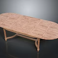 Oval Wooden Footstool With Carved Surface And Cross Legs Natural Wood Texture