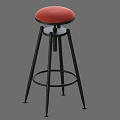 Modern Bar Stool With Red Padded Seat And Black Metal Legs