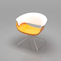 Accent Chair with White and Orange Curved Design and Metal Frame